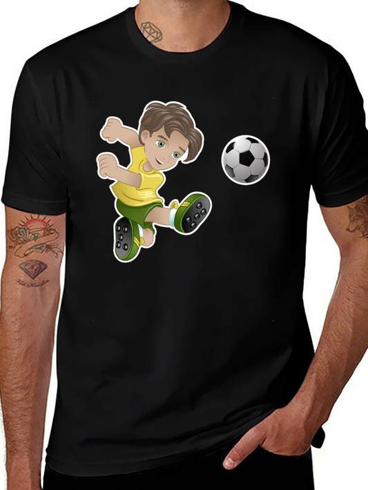 Boy Soccer Player Black Graphic T-Shirt