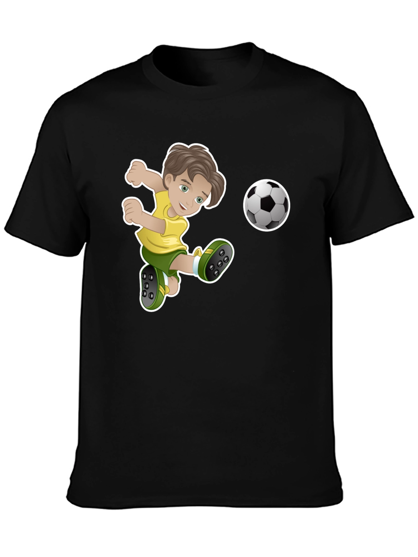 Boy Soccer Player Black Graphic T-Shirt