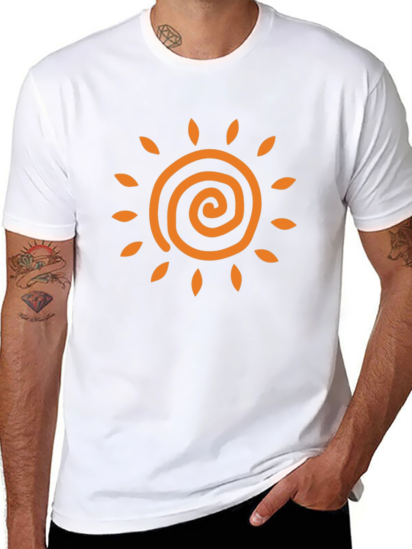 Sun Spiral Graphic Tee - Black Casual T-Shirt