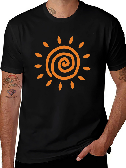 Sun Spiral Graphic Tee - Black Casual T-Shirt