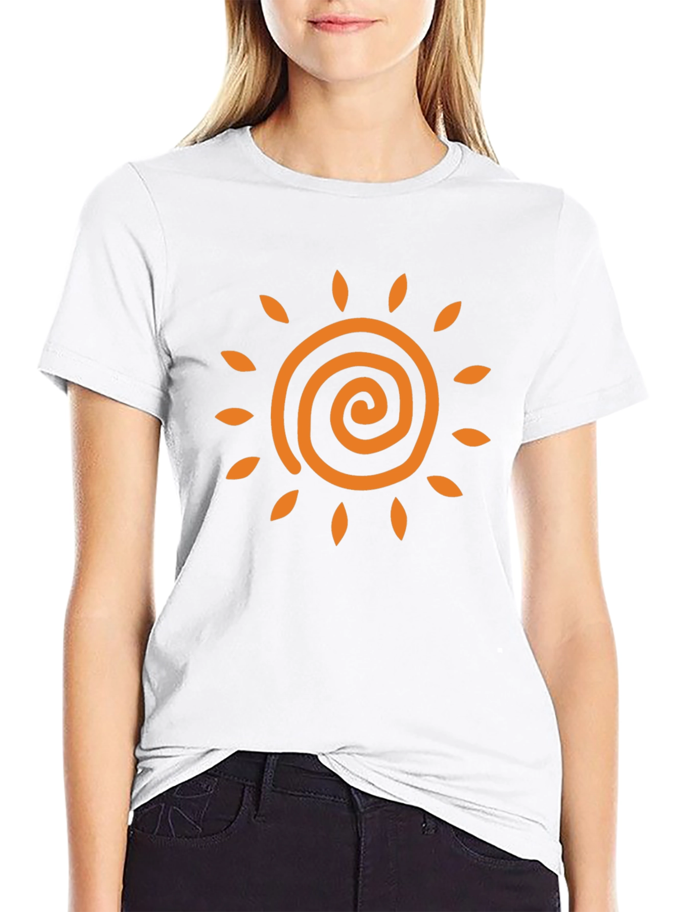 Sun Spiral Graphic Tee - Black Casual T-Shirt