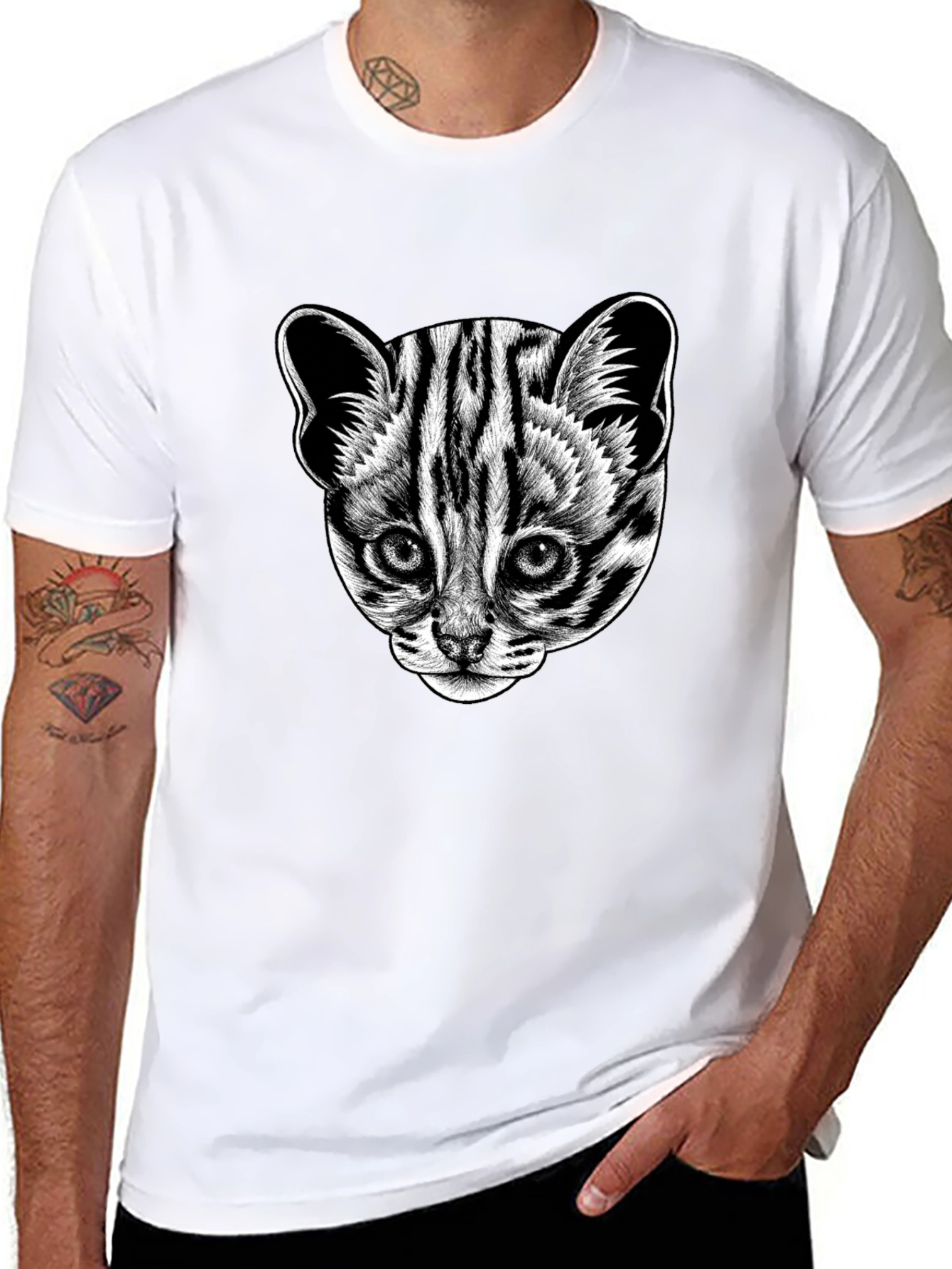 Leopard Cat Graphic Tee - Cool Animal Print T-Shirt