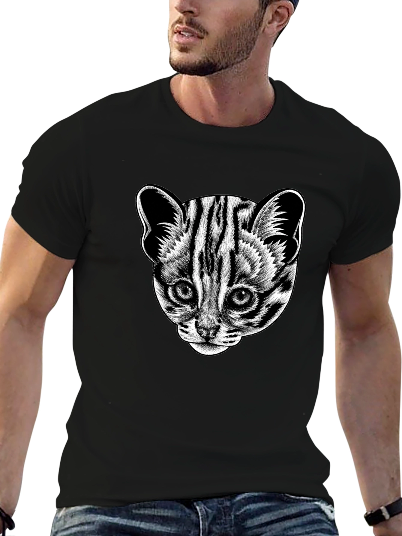 Leopard Cat Graphic Tee - Cool Animal Print T-Shirt