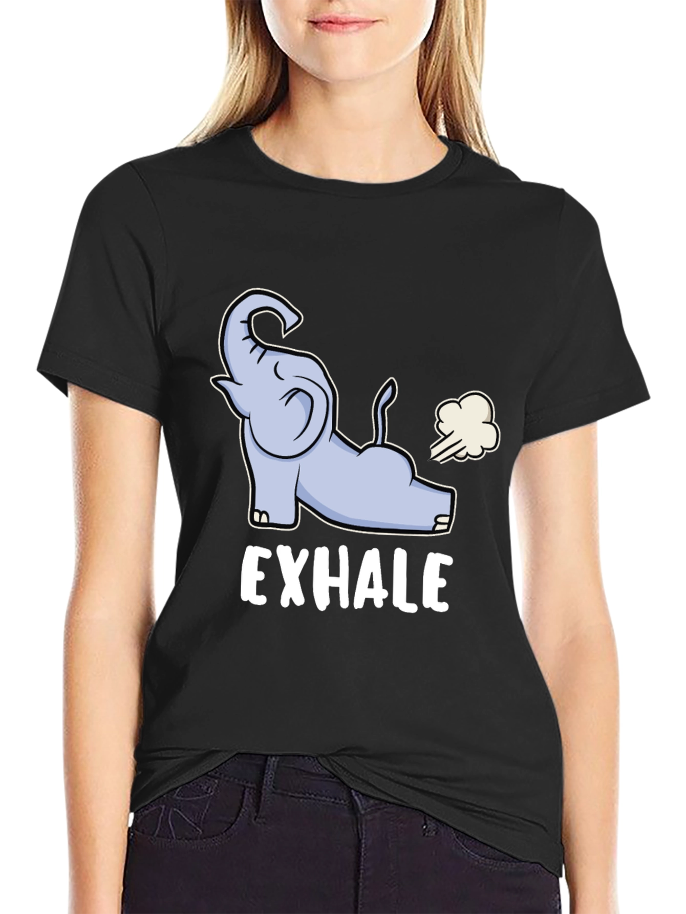 Exhale Elephant Graphic Tee - Casual Comfort