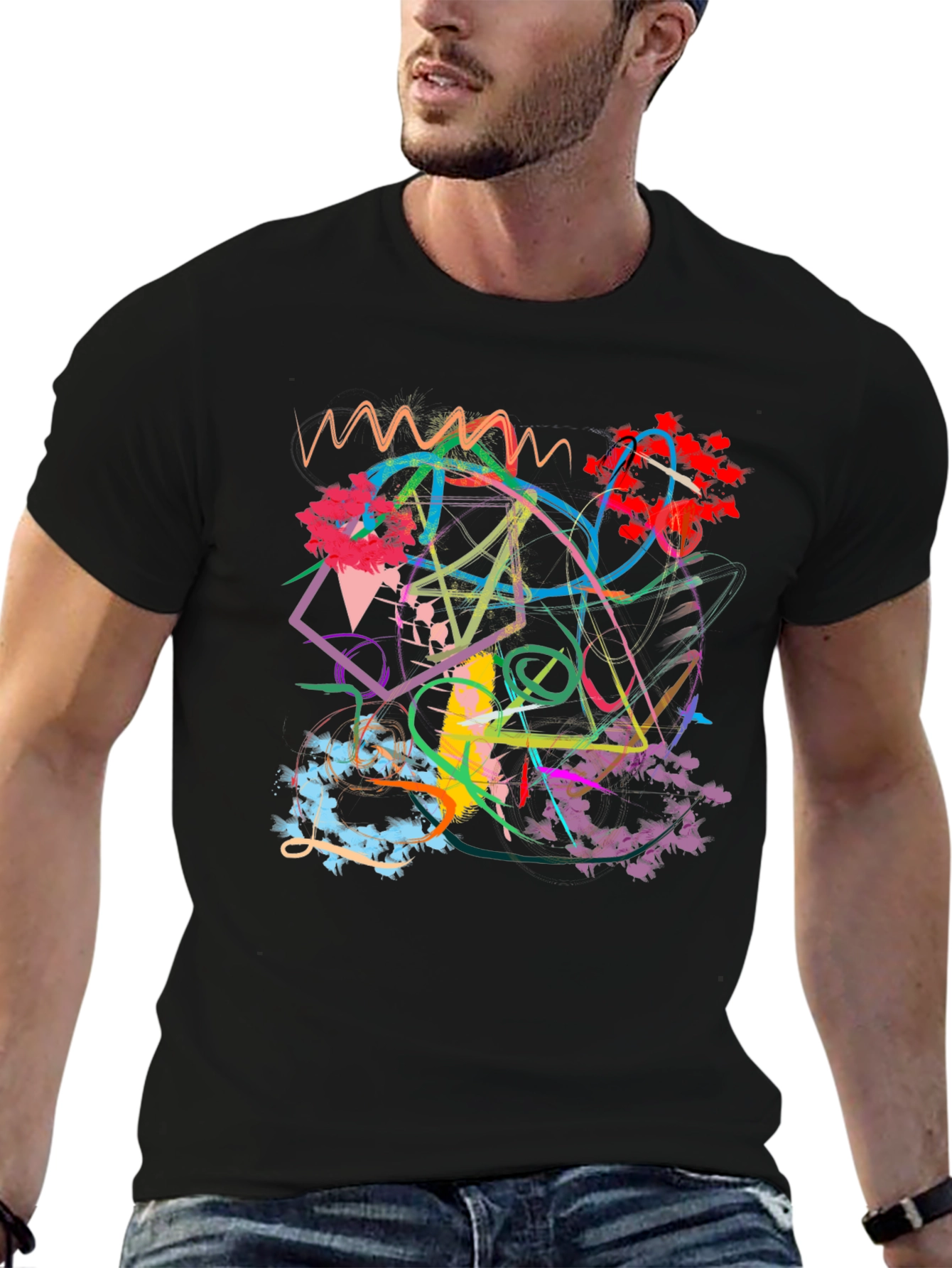 Abstract Art Graphic Black T-Shirt