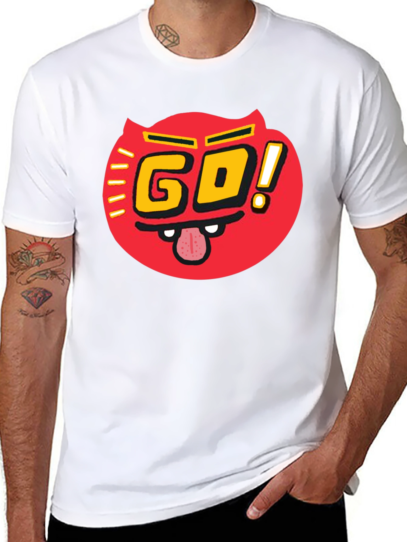 Go! T-Shirt Red Devil Graphic Print Casual