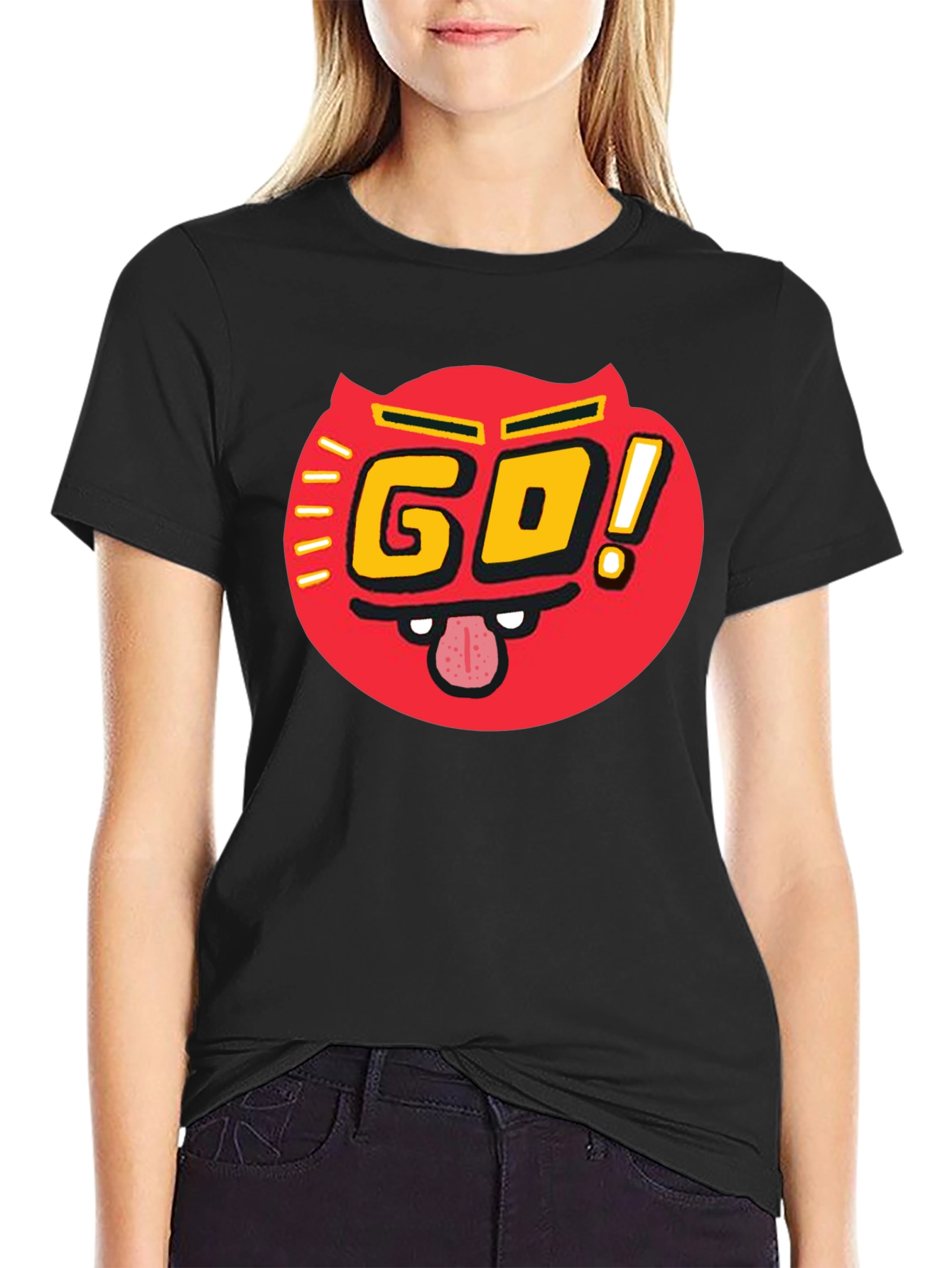 Go! T-Shirt Red Devil Graphic Print Casual