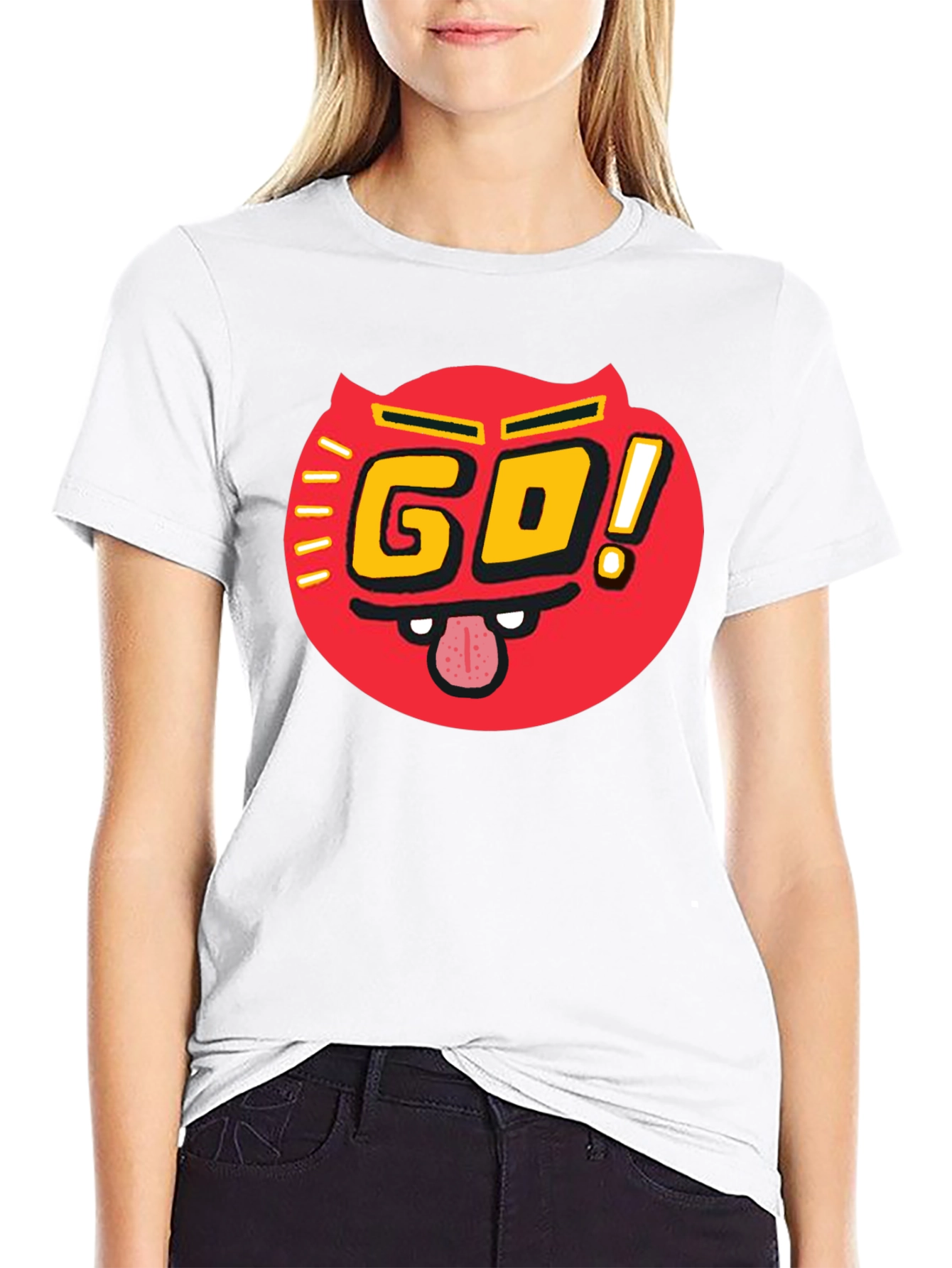 Go! T-Shirt Red Devil Graphic Print Casual