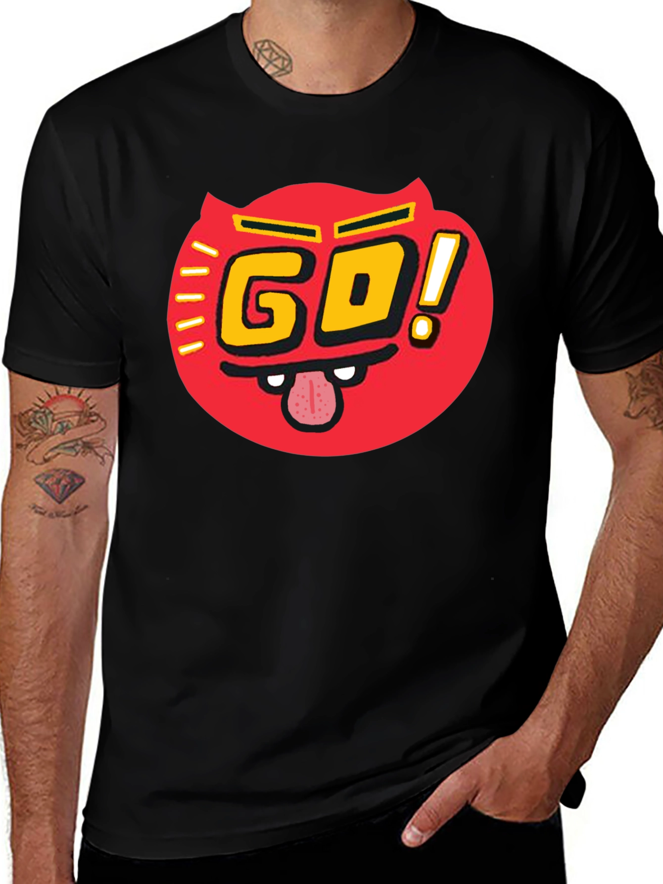 Go! T-Shirt Red Devil Graphic Print Casual