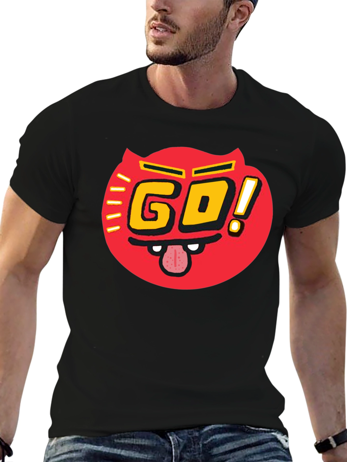 Go! T-Shirt Red Devil Graphic Print Casual