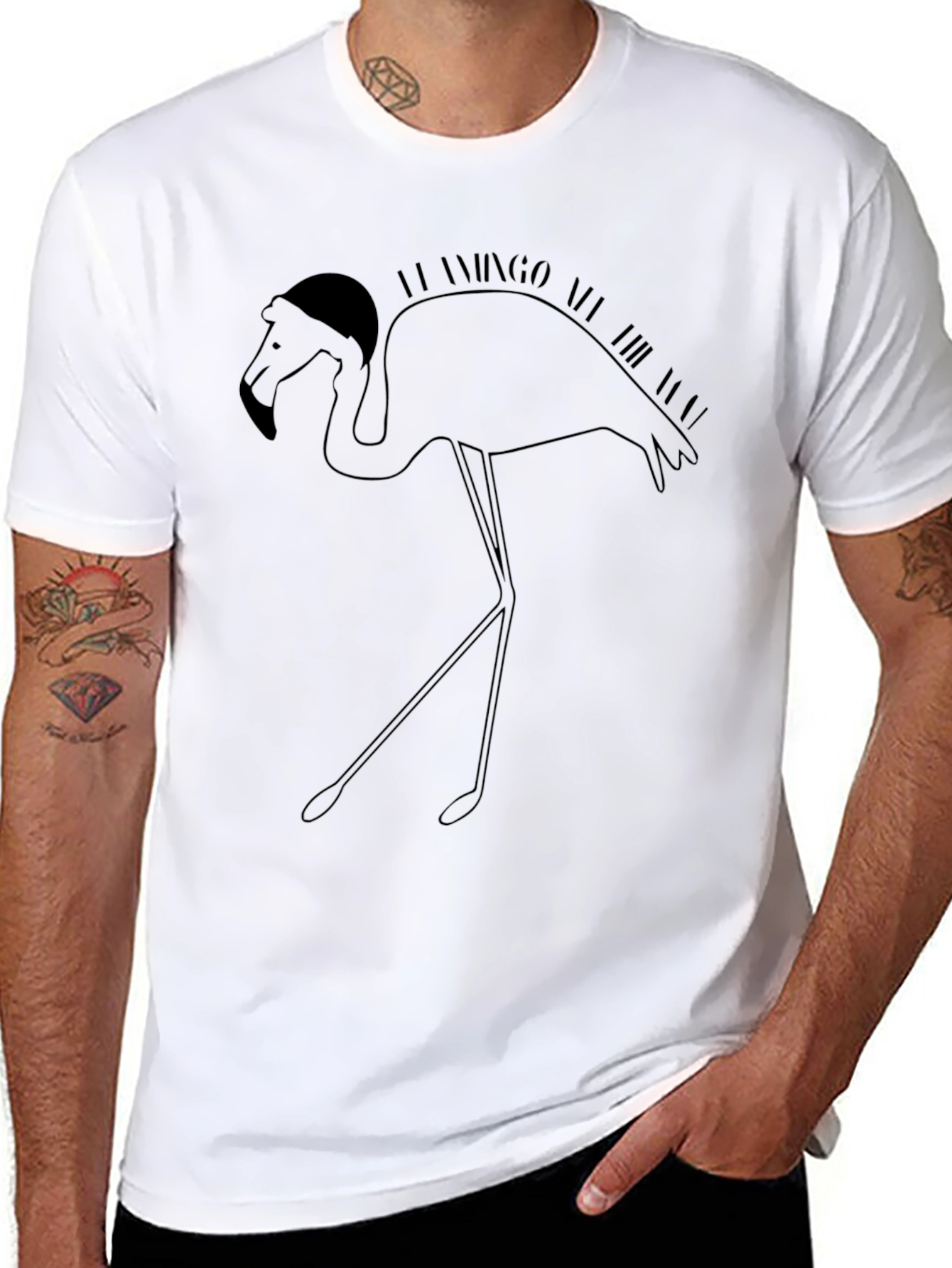 Flamingo All the Time Graphic Tee - Black
