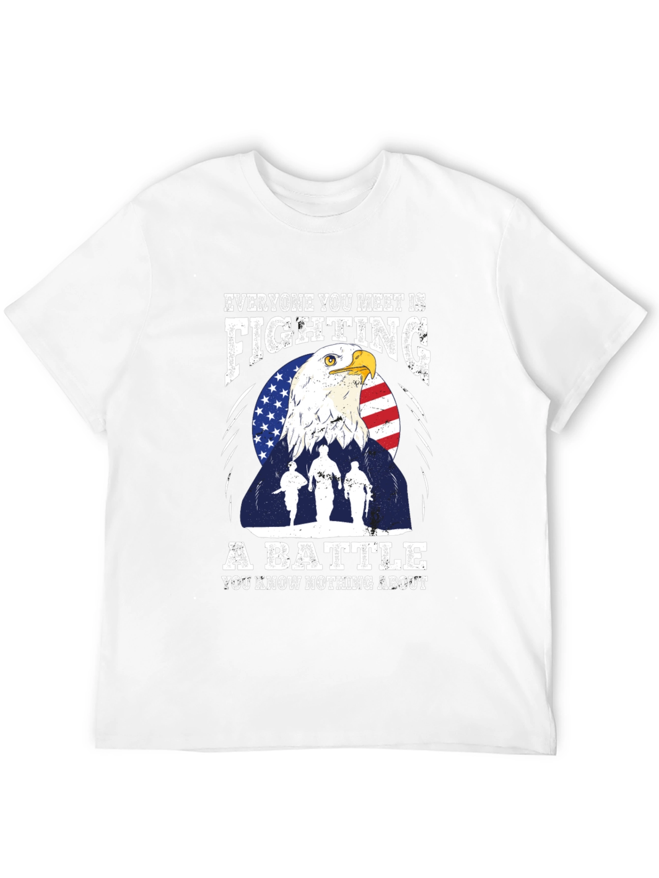 Patriotic Eagle and Soldiers Graphic T-Shirt - A Battle