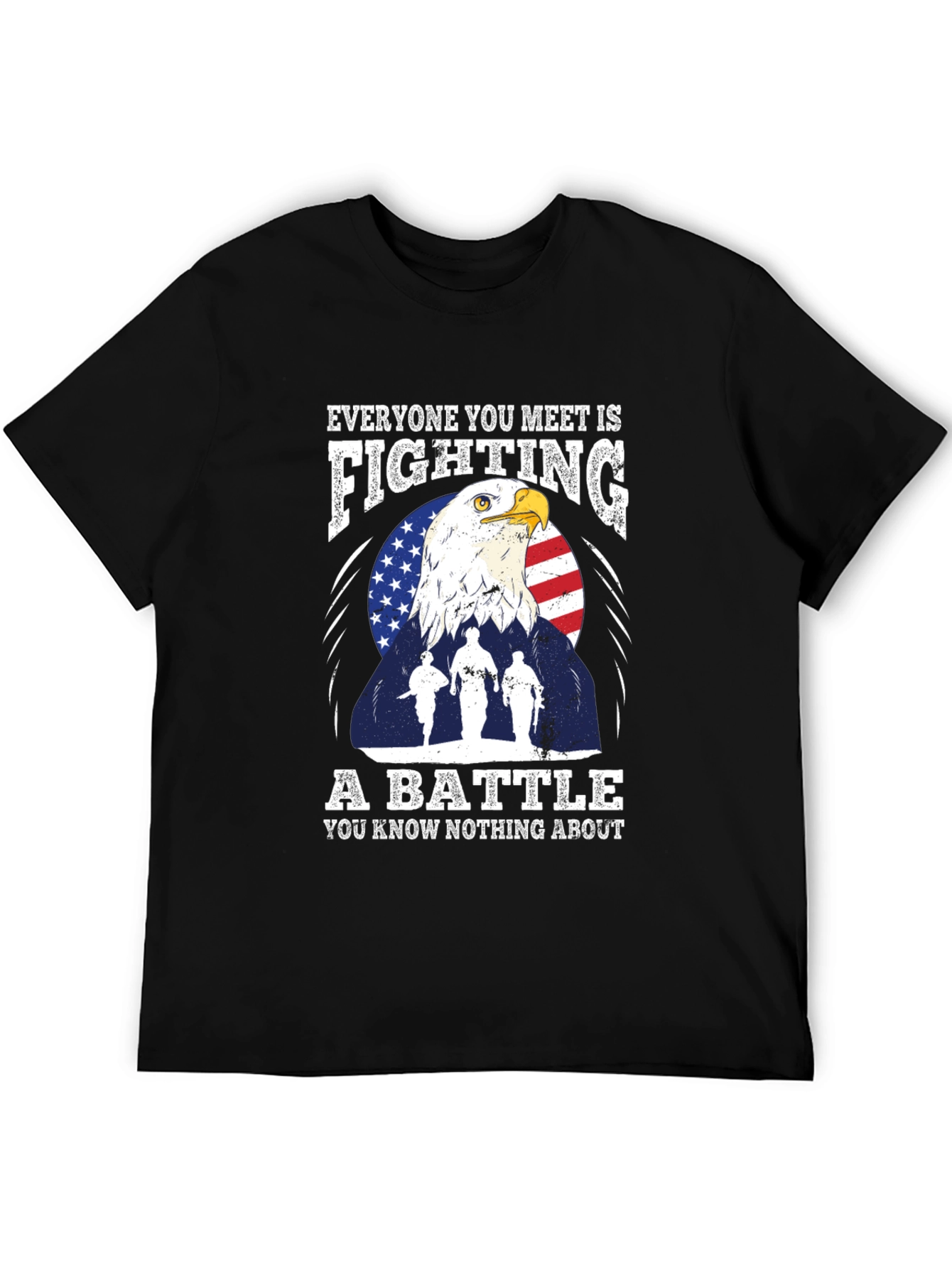 Patriotic Eagle and Soldiers Graphic T-Shirt - A Battle