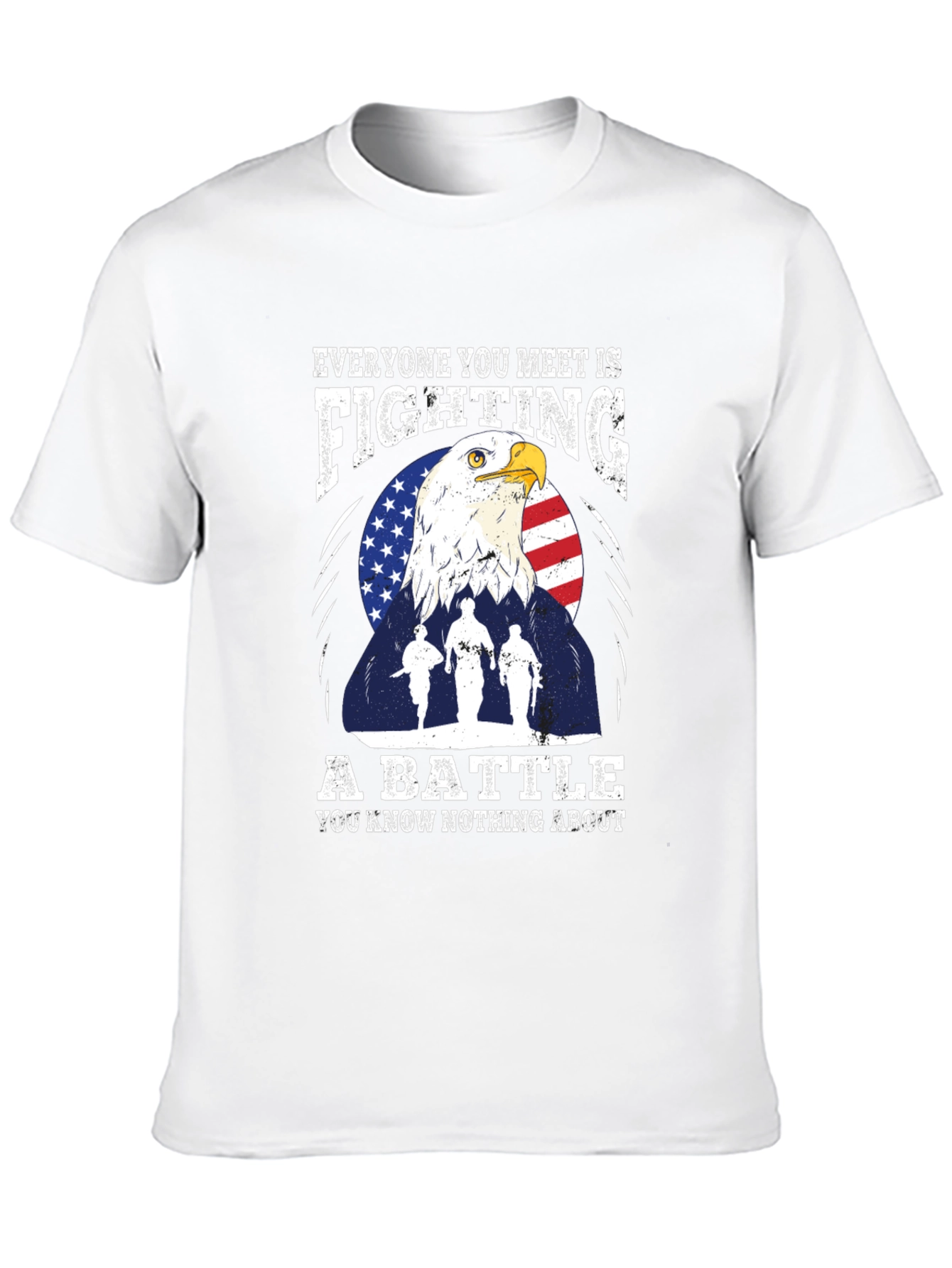 Patriotic Eagle and Soldiers Graphic T-Shirt - A Battle