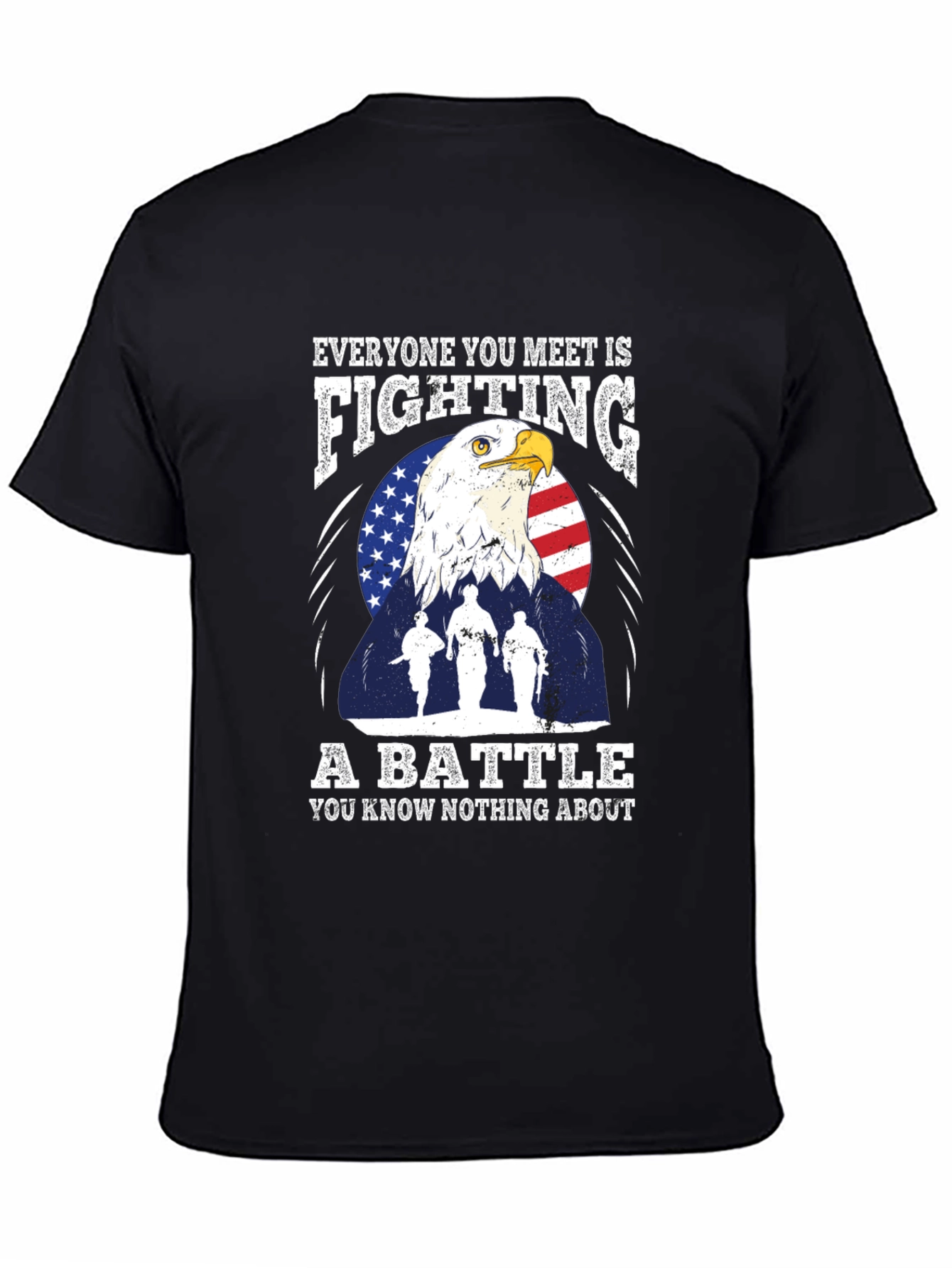 Patriotic Eagle and Soldiers Graphic T-Shirt - A Battle