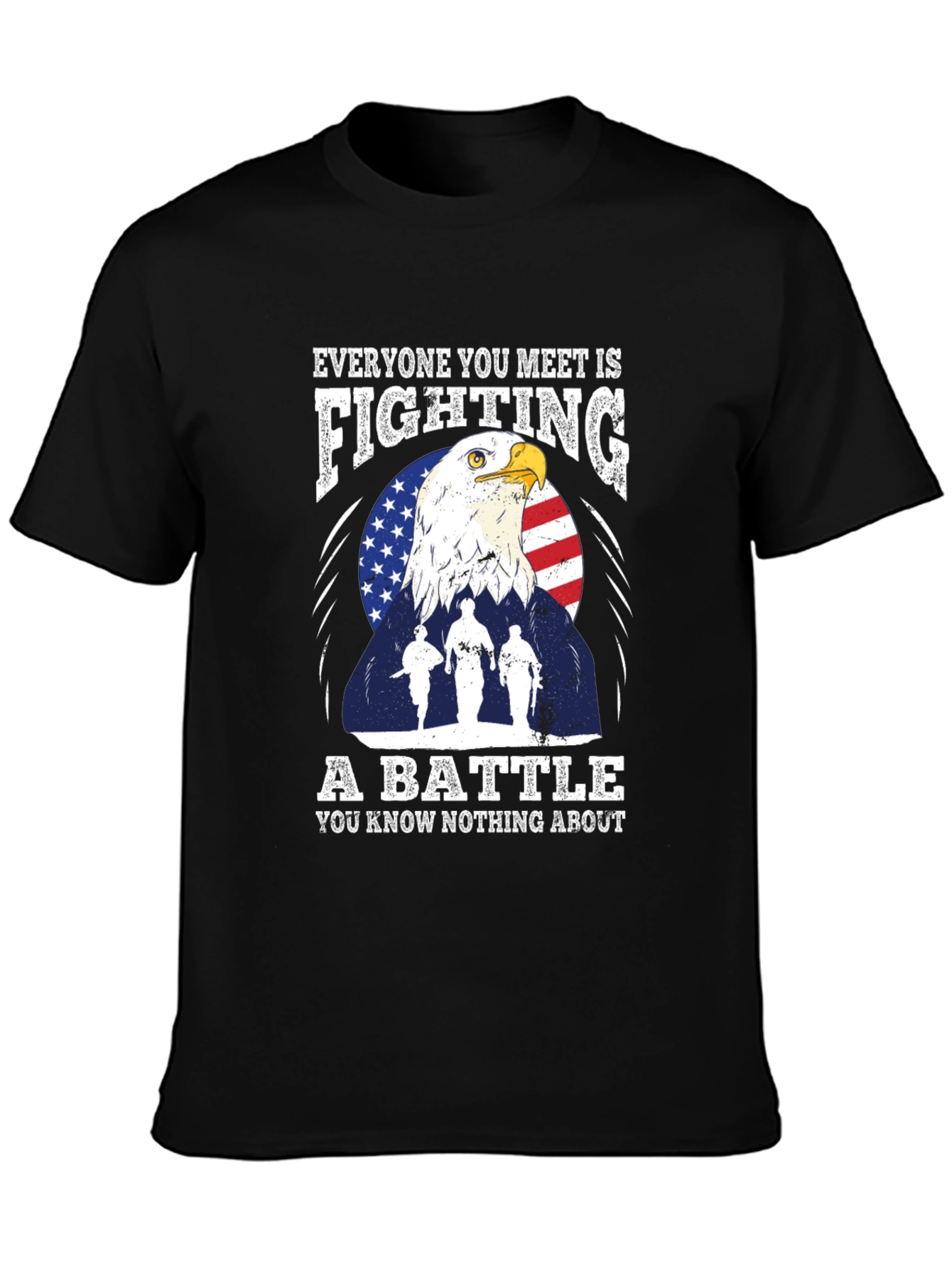 Patriotic Eagle and Soldiers Graphic T-Shirt - A Battle
