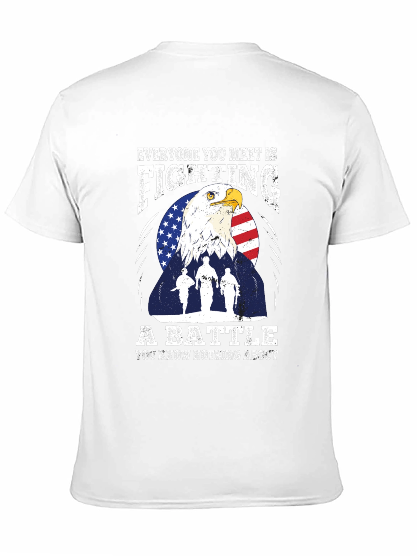 Patriotic Eagle and Soldiers Graphic T-Shirt - A Battle