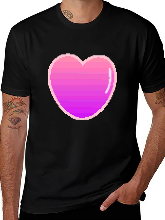 Pixel Heart Black T-Shirt - Retro Gaming Style